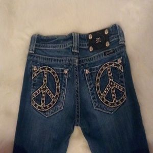 Miss Me peace sign boot cut jeans JP6062B